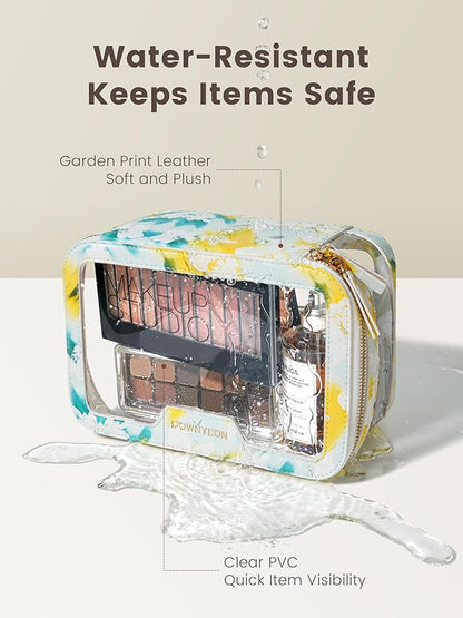 ROWNYEON Clear Makeup Case Toiletry Bag Multipurpose Travel Makeup Train Case Portable Cosmetic Organizer Transparent Storage Bag