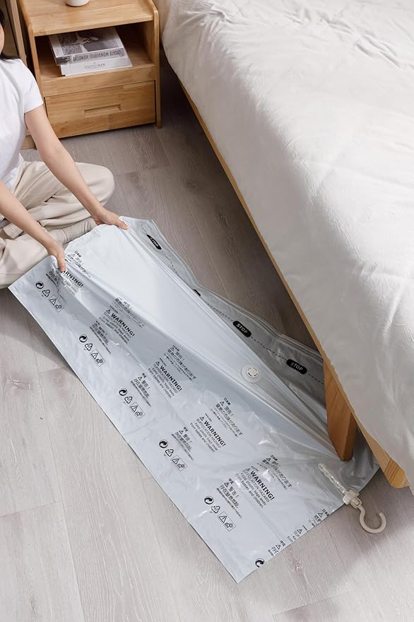 NeatNest 6 Pack Hanging Vacuum Storage Bags – 3 Medium & 3 Large, Space Saver Garment Bags with Hangers, Vacuum or Hand-Press Compression, Durable PE+PA Material, Airtight for Closet Organization