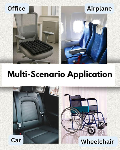 Travel Cushion – Airplane Seat Cushion for Air Travel | Inflatable Seat Cushion 56 Cells for Long Flights, Car, Office & Wheelchair | Lightweight, Ergonomic Pain Relief & Tailbone Support