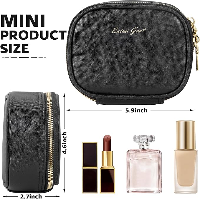 Small Makeup Bag with Led Mirror, Mini Travel Make up Bag 3 Light Modes Adjustable Brightness, for Women Organizer Cosmetic Bag, Portable Travel Train Toiletry Bag, for Pool Parties Work Touch-Ups