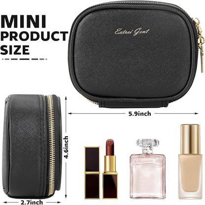 Small Makeup Bag with Led Mirror, Mini Travel Make up Bag 3 Light Modes Adjustable Brightness, for Women Organizer Cosmetic Bag, Portable Travel Train Toiletry Bag, for Pool Parties Work Touch-Ups