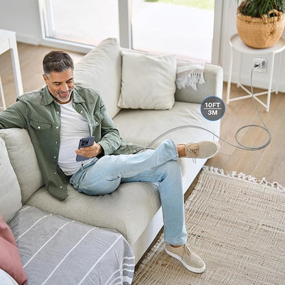 Long USB to USB-C Data Cable [10FT, 2Pack], USB 3.2 Gen 2 to Type C Cord 10Gbps Hi-Speed Sync 3.1A Fast Charge for iPhone 16/15 Pro Max, Samsung Galaxy S23/S22, Car Charger, Dash Cam, PS5 Controller