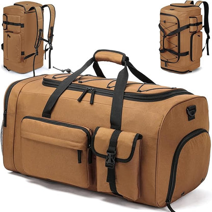 Lyweem Large Duffle Bag Backpack for Travel, 70L Heavy Duty Gym Duffel Bag with Shoes Compartment for Men & Women, Weekender Overnight Sports Backpack for Traveling