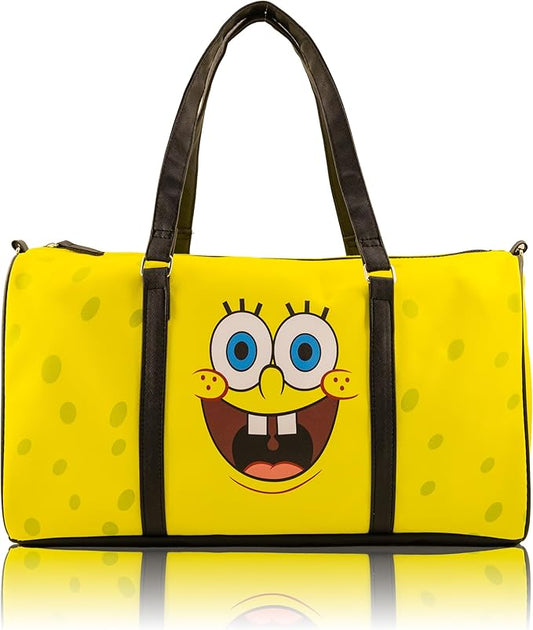 SpongeBob SquarePants Mini Duffle Bag for Kids | Small SpongeBob Travel Bag for Boys, Girls, Toddlers | Cute Character Overnight Bag for Sleepovers, School, Sports | Ages 3+