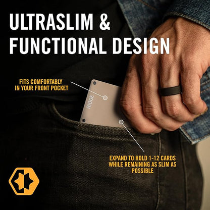 Ridge Wallet for Men - Slim Minimalist Compact Wallet and Card Holder, RFID Protected Front Pocket Wallets for Men with Integrated Cash Strap (Mojave Tan)