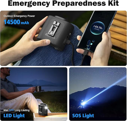 KITWLEMEN 14500mAh Portable Waist Fan - Personal Clip on Belt Fan, 5 Speed 67H Cooling, Rechargeable Battery Operated, Wearable with Lanyard & Light for Camping, Travel, Jobsite (Black)