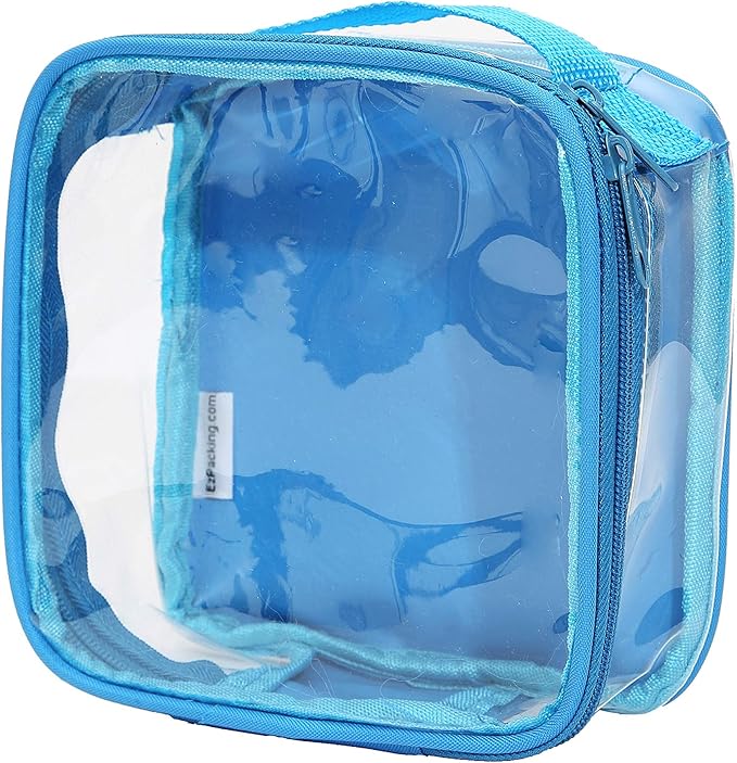 EzPacking Clear TSA Approved 3-1-1 Travel Toiletry Bag for Carry On/Quart Size Transparent Liquids Pouch for Airport Security/Reusable See Through Vinyl & PVC Plastic Organizer Men Women (Turquoise)