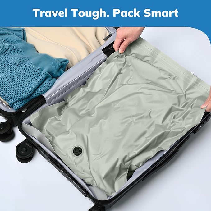 Umimile Vacuum Compression Bags with Electric Pump - Fast Compression Storage for Travel, Home | Reusable, Saves 80% Space, Water-Resistant Oxford, Gray(2 Medium PC + PUMP)