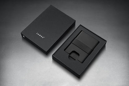 JAMES° The Lowe Minimalist CNC-Machined Aluminum Men's Wallet, Naturally RFID-Blocking, Simple, Clean, Slim - Black + Black