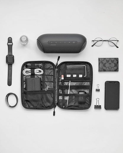 BAGSMART Large Electronics Travel Organizer Case, Tech Accessories Cord Storage Bag for Phone, Power Bank, SD Card, Cables, Grey