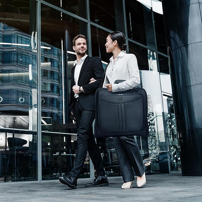 Premium Suit Garment Bag Carry On - Hangs 4 Suits - Travel & Business with Shoulder Strap and Laptop Compartment