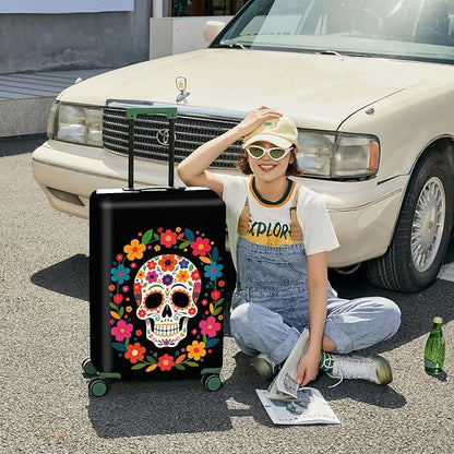 ANNA QUEEN Halloween Travel Luggage Cover Suitcase Protector Suitcase Cover Anti-Scratch,Stretchable Luggage Travel Bag Cover Washable (SKull, XL(fits 29-32Inch suitcase)