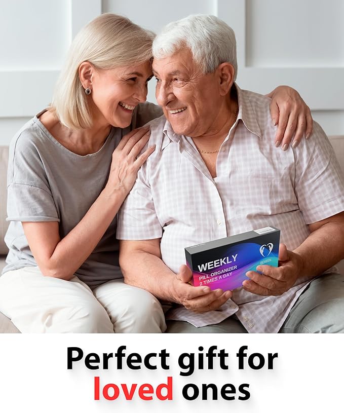 Large Weekly Pill Organizer 2 Times a Day – AM/PM Medicine Organizer with Thick Silicone Seal, Upgraded Secure Locks, Moisture-Proof Pill Box with Removable Rows for Travel, Fits Large Supplements