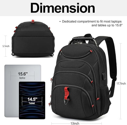 Boavan Laptop Backpack for men, 15.6 inch Laptop Bag with USB Port, Waterproof Travel Work Backpack Purse, Anti-Theft Teacher Nurse Doctor Casual Bookbags Office Business backpack，Black
