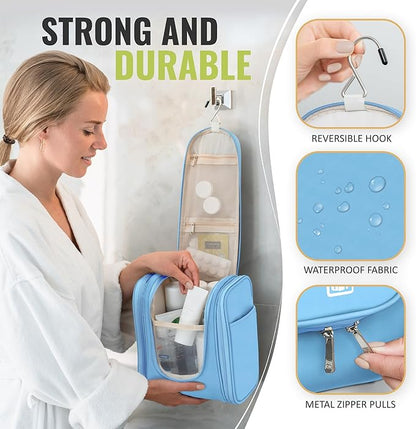 BOACAY Hanging Travel Toiletry Bag for Women and Men, Makeup Bag, Bathroom & Shower Organizer Kit for Accessories, Cosmetics, Travel Essentials
