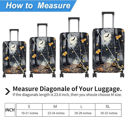 Luggage Cover Protector for 26-28 Inch Suitcases, TSA Approved Elastic Travel Suitcase Covers, Anti-Scratch Washable Luggage Sleeve for Carry On & Checked Bags, Horror Forest