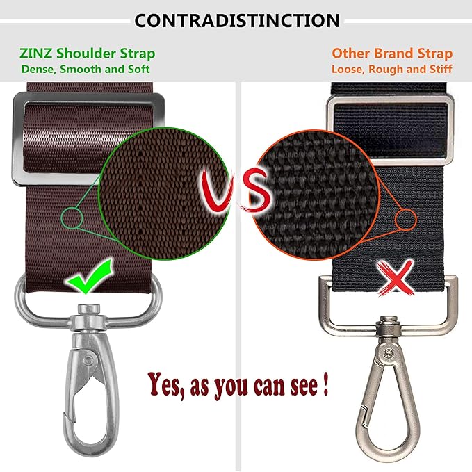 Shoulder Strap, ZINZ 57" Padded Adjustable Shoulder Bag Straps Replacement for Bags with D-Ring (B02R01)