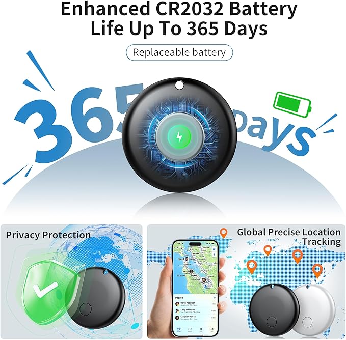 2025 Air Tracker Tags-4 Pack Item Locator for Android & iOS Bluetooth Tracker，Key Finders, Smart Tags Work with Apple Find My & Google's Find Hub for Luggage, Backpack, Suitcases,etc.