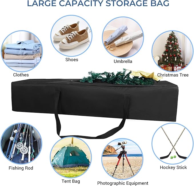 COOLBEBE 45 Inch Tripod Carrying Case - 45x7x7 Inch Storage Bag for Light Stands, Fishing Rods, Tent Poles, and Camera Gear, Water Resistant, Black