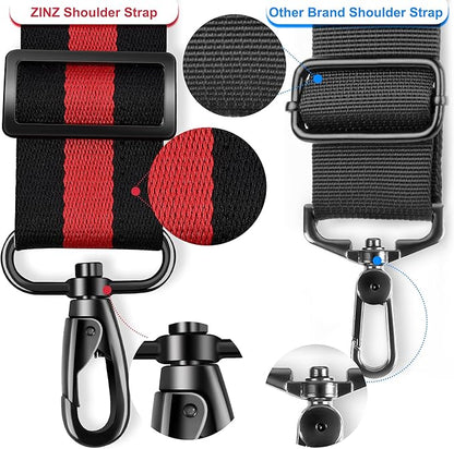 ZINMARK Shoulder Strap 59 inch, Extra-Thick Fixed Cushion Pad and Dual Clasps Universal Replacement Strap for Bags, Camera, Crossbody，Lawn mower -Black Red Black Stripe