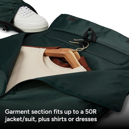 Halfday Convertible 2-in-1 Garment Duffel Weekender Bag 45L | Wrinkle-Free Travel, Hanging Suit Compartment, Shoe Pockets, Trolley Sleeve. Durable & Water-Resistant Carry-On, Hunter