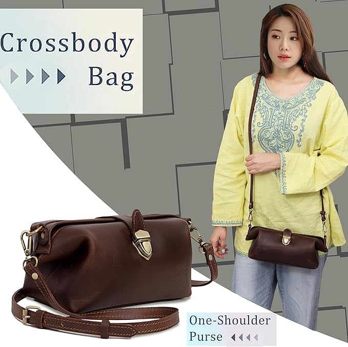 Premium Leather Cosmetic Bag for Women – Large Capacity Travel Makeup Organizer Pouch with Handle & Shoulder Strap, Vanity Makeup Case, Durable Leather Bag & Cosmetic Organizer For Travel - Brown