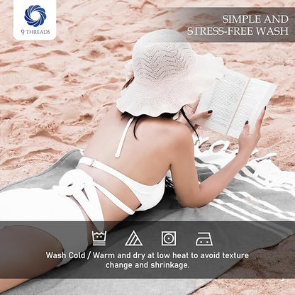 Cotton Turkish Beach Towel Towels Oversized 36"x72" Pool Absorbent Extra Large Quick Dry Sand Travel Towel (Grey, 2 Pack)