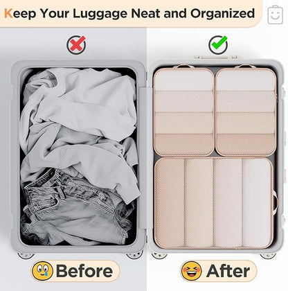 Veken 6/9/11 Set Compression Packing Cubes for Travel Essentials,Compressible Expandable Large Luggage Suitcase Organizer Bags for Clothing,Durable Space Saver Storage Bags(Beige)