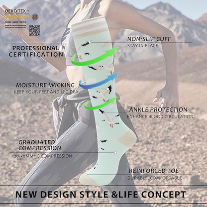 fenglaoda Compression Socks Women Men 6 Pairs, Knee High Best Support Circulation Socks for Running, Travel, Flight, Nurse