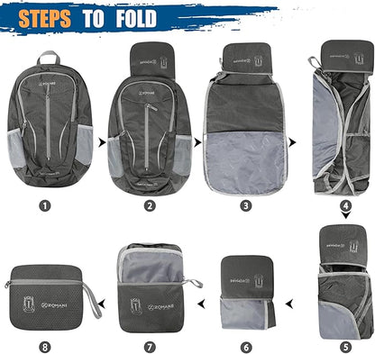 ZOMAKE Ultra Lightweight Packable Backpack 25L, Foldable Hiking Backpacks Water Resistant Small Folding Daypack for Travel(Dusty grey)