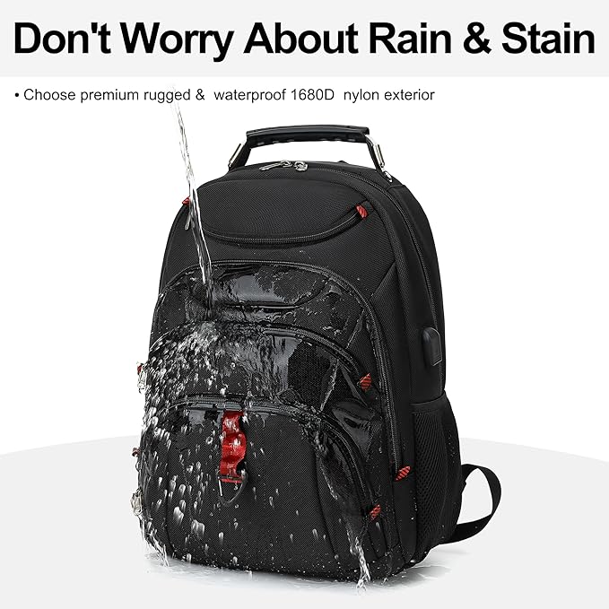 Boavan Laptop Backpack for men, 15.6 inch Laptop Bag with USB Port, Waterproof Travel Work Backpack Purse, Anti-Theft Teacher Nurse Doctor Casual Bookbags Office Business backpack，Black