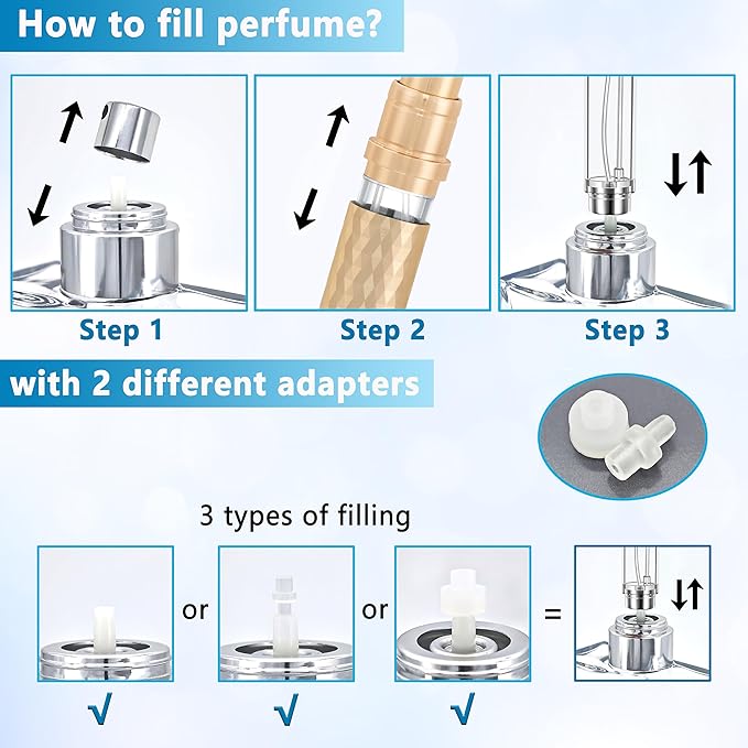 Travel Perfume Atomizer Bottle Refillable - 3-Pack 5ml Leakproof Fragrances Perfume Atomizer, Portable Perfume Sprayer, Perfume Refillable Bottle for Traveling (Black & Gray & Gold)