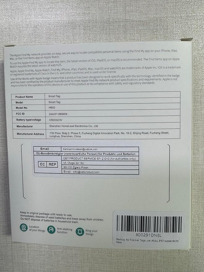 Air Tracker 4 Pack, Smart Bluetooth Tracker Works with Apple Find My (iOS Only), Item Finder Locator for Keys, Luggage, Backpack, IP67 Waterproof, White