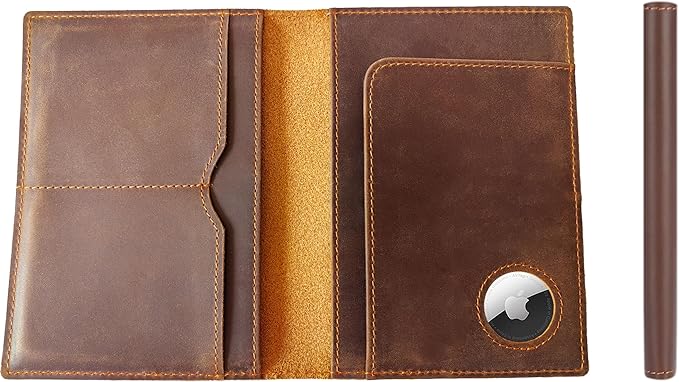 STAR VISTA Albatross Leather Travel Passport Holder, Minimalist Design, Full Grain Leather Case for Men and Women - Slim Passport Wallet, Bifold, RFID Blocking, with AirTag Holder