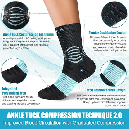 NEENCA Medical Compression Socks—2 Pairs, Ankle Socks for Injury Recovery, Pain Relief, Swelling, Sport Protection 20-30 mmHg