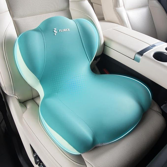 FLORICH Memory Foam Truck Seat Cushion,Car Seat Cushion and Lumbar Support Pillow for Office Chair, Ergonomic Back Support & Sciatica Relief for Long Drives(Green)