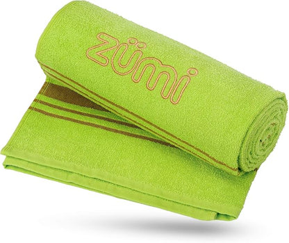 Zumi 100% Cotton Quick Dry Travel Towel - Soft, Thin, Compact, Highly Absorbent, Lightweight Camping Towel for Beach, Gym, Bath, Shower, Swimming, Dorm, RV - Green