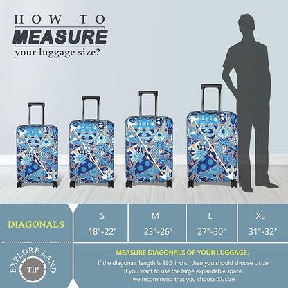 Explore Land Travel Luggage Cover Suitcase Protector Fits 31-32 Inch Case (Portuguese tiles, XL)