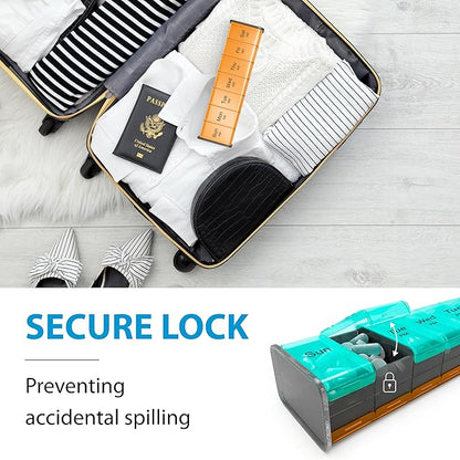 Extra Large Pill Organizer - XXL Vitamin Holder for Weekly Supplements - Double Sided Pill Box 7 Day with Big AM PM Compartments Huge Daily Medicine Dispenser 2 Times a Day Reliable and Easy-to-Use