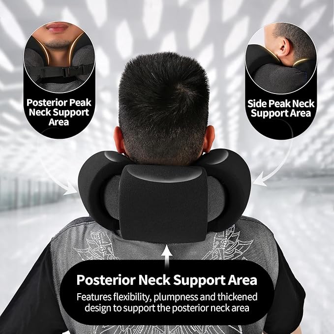 3-Ring Memory Foam Travel Neck Pillow It has obtained a Patent. The Three Rings can be movably Adjusted to Provide Flexible Support for The Neck, Head, and Other Areas.Black