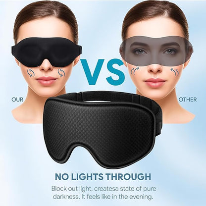 3D Sleep Mask and Earplugs Set for Travel & Deep Sleep | 100% Light Blocking Eye Mask, Memory Foam Comfort, & Reusable Noise Canceling Ear Plugs