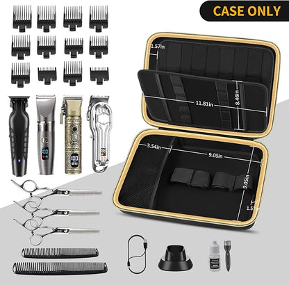 Boobowl Hard Travel Case for Hair Clippers, Hair Cutting Barber Supplies Organizer Bag, Trimmer Storage Holder for Ufree/for Wahl/for Andis Men Razor Guard Grooming Kits -Dark Black