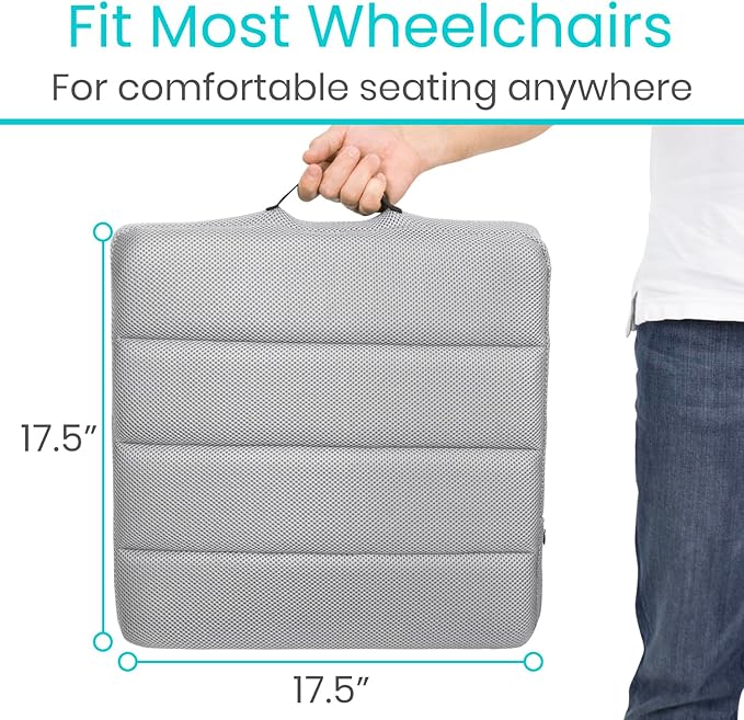 Vive Inflatable Wheelchair Air Seat Cushion - Adjustable Air Pressure Relief Travel Seat, Portable - Waffle Style Pressure Relief Bed Sore Ulcer Treatment Wheel Chair Pain Cushion for Mobility Aids