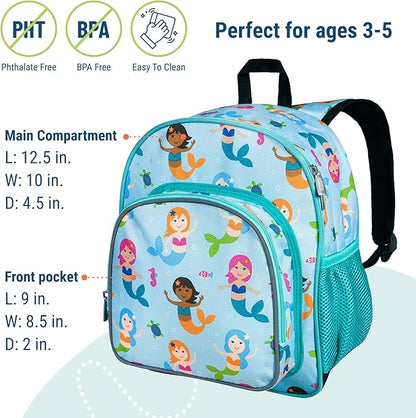 Wildkin 12-inch Kids Backpack – Padded, Adjustable, Ideal for Daycare & Travel (Mermaids)