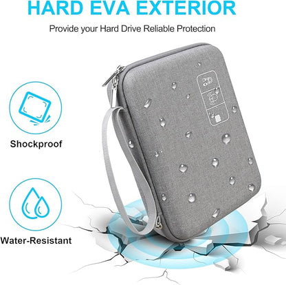 Lacdo Hard Travel Electronic Organizer Case for MacBook Power Adapter Charger, Cables, Apple Pencil, Mouse, Power Bank, USB Flash Disk,SD Card Small Protective Portable Accessories & 3 Cable Tie, Gray