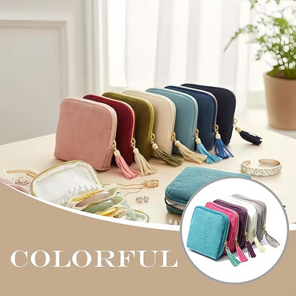 Travel Jewelry Case, New Crystal Jewelry Storage Pouch Portable Foldable Box Mini Jewelry Travel Bag, Velvet Jewelry Organizer Pouch for Women (Red 1Pcs)