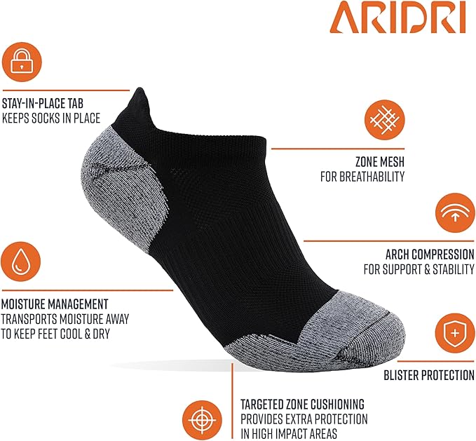 Unisex Compression Athletic Ankle Socks (3 Pairs) – Low Cut Tab Running Socks with Arch Support & Ideal for Pickleball