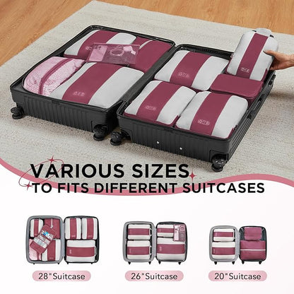 10 Set Compression Packing Cubes for Travel Essentials,Compressible Expandable Packing Cubes for Suitcase,OlarHike Luggage Organizer Bags for Travel,Handy Helper for Organizing Clothes(Wine Red)