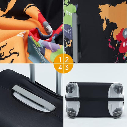 Travelkin Luggage Covers For Suitcase Tsa Approved,Suitcase Cover Protector Fit 18-32 Inch Luggage (Map, S)