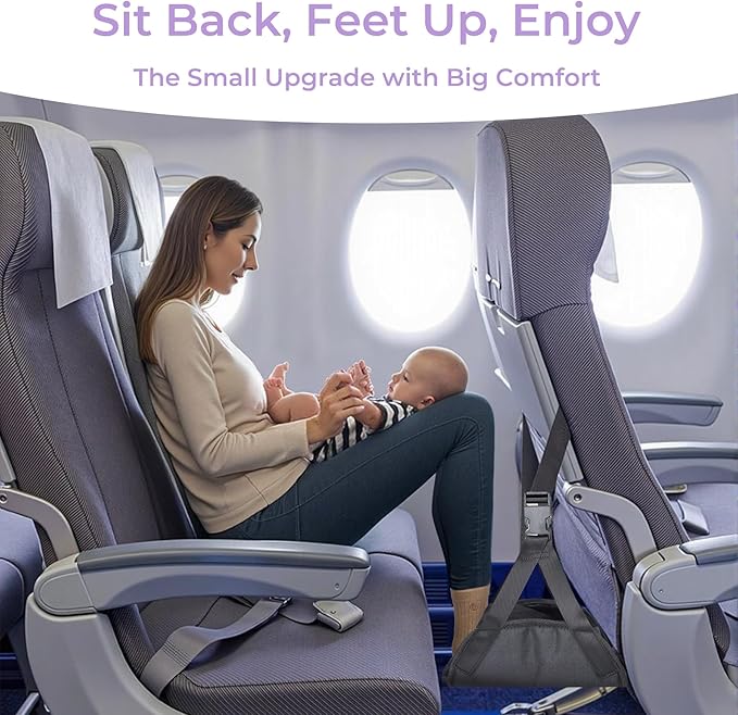 Babenest 2pcs Warmth Airplane Foot Hammock, Foldable Leg Rest Support with Adjustment Nylon Strap and Thicken Bottom, Portable Flight Footrest Holder in Air Travel, Office & Car (Winter)